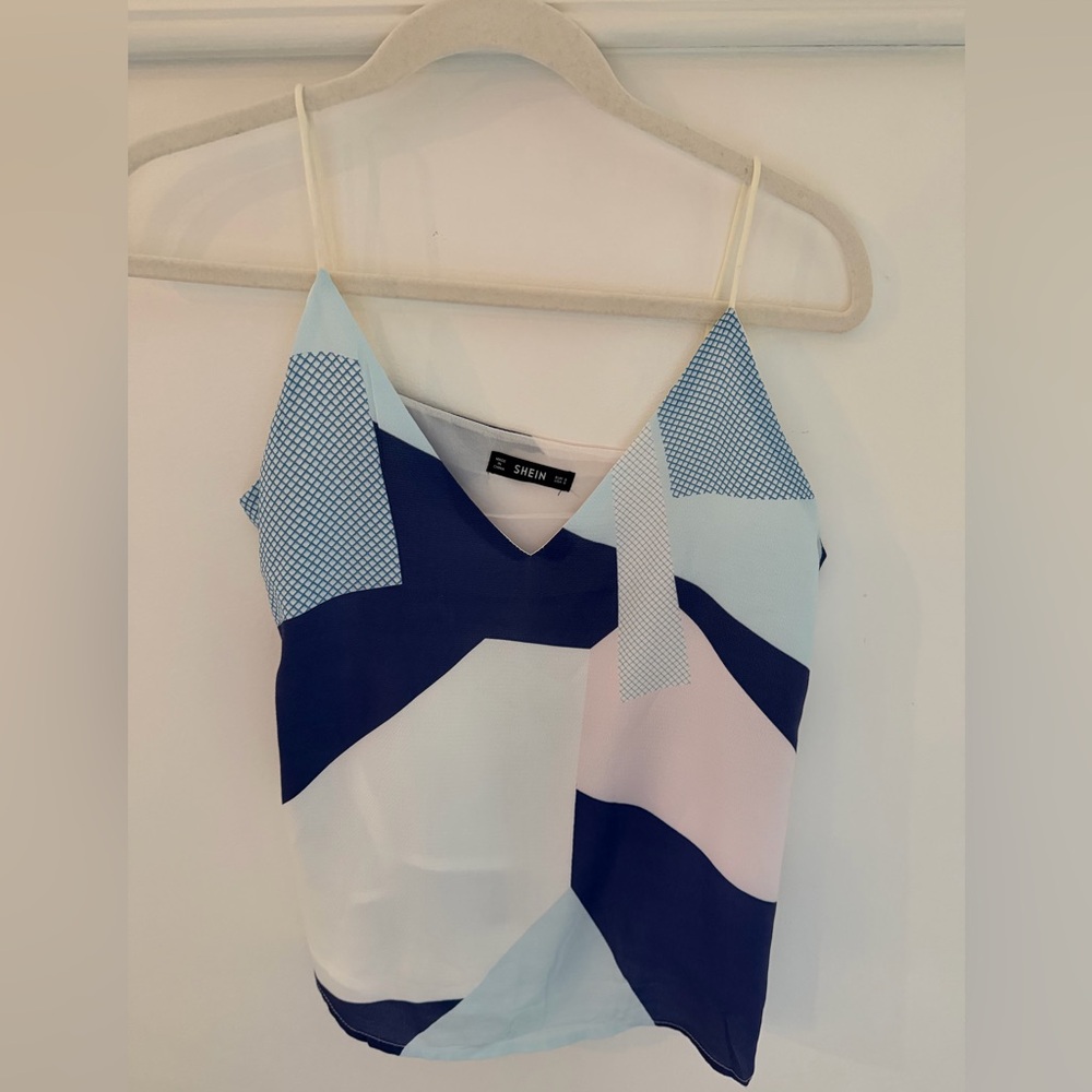 SHEIN Navy and Pink Geometric Camisole